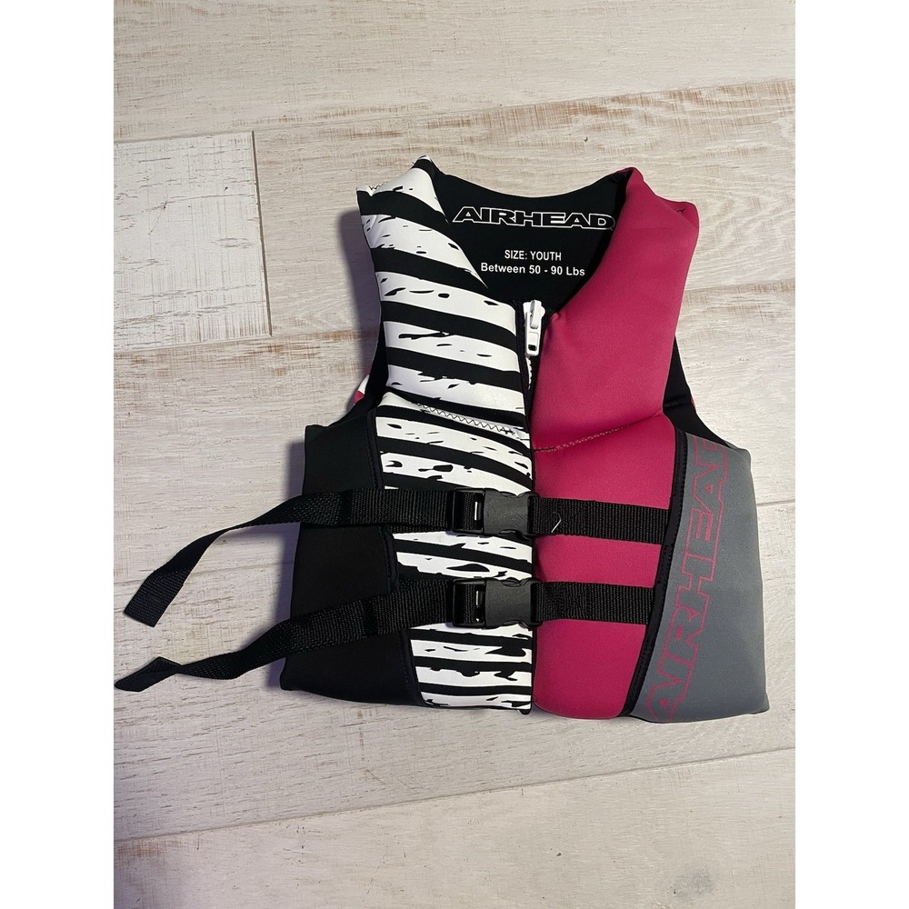 AIRHEAD Kwik-Dry Neolite Flex Vest, Hot Pink / Black Sz Youth 50-90 Lbs NWOT